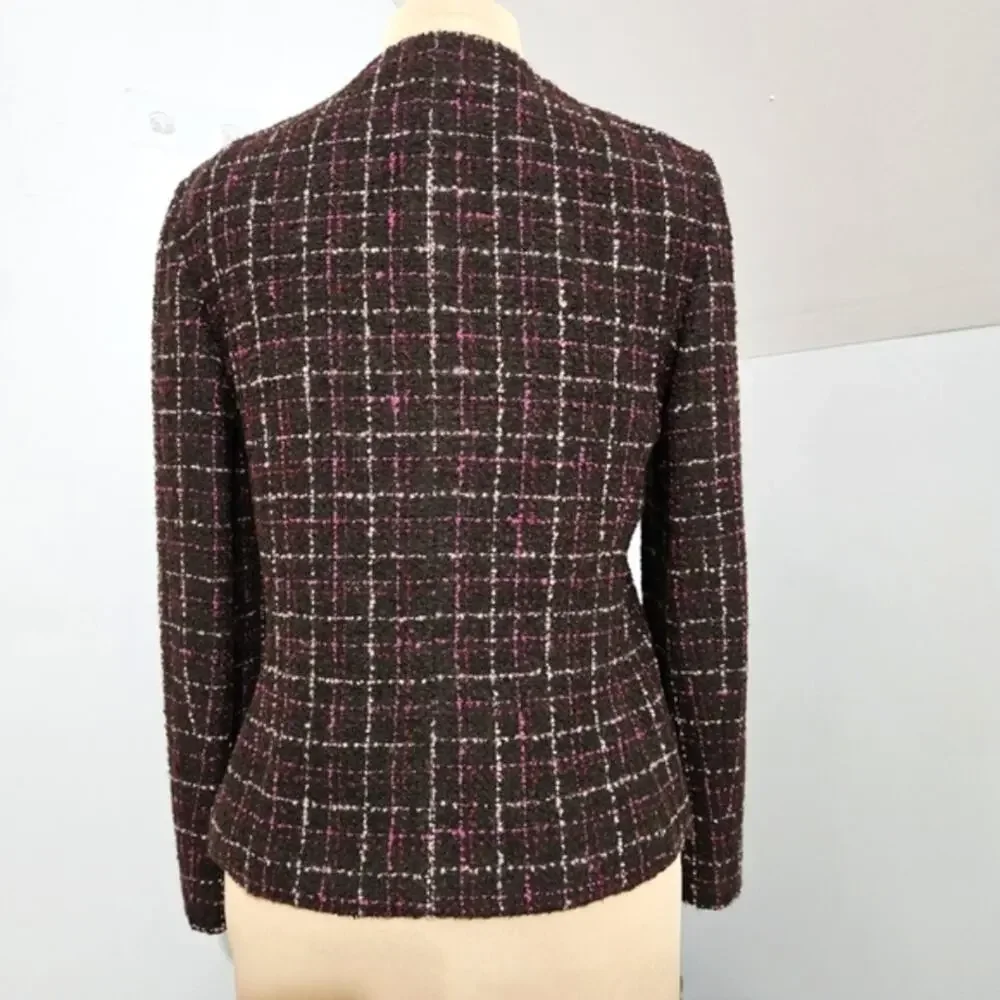 Kasper & Company ASL Vintage Wool Tweed Boucle Full Zip‎ Suit Blazer 12
